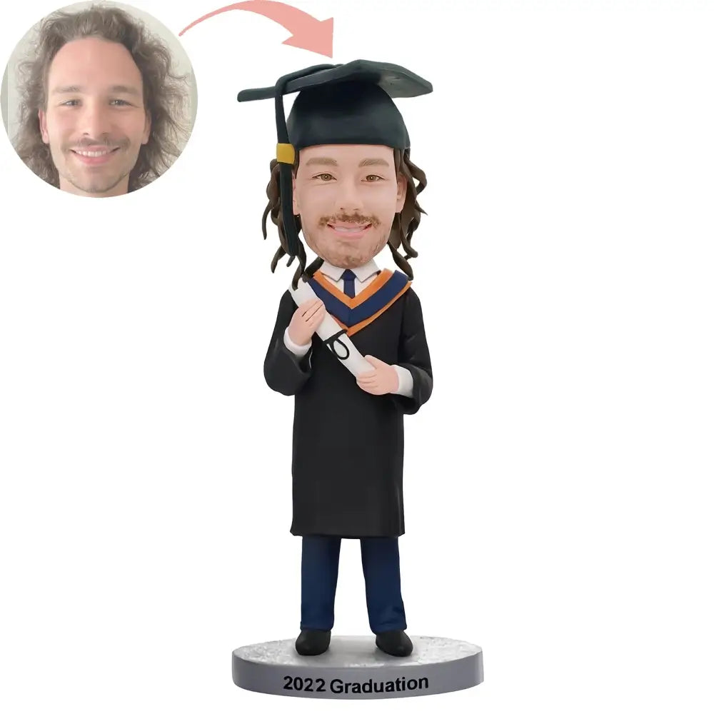 Custom Male Graduate Holding Certificate Bobblehead