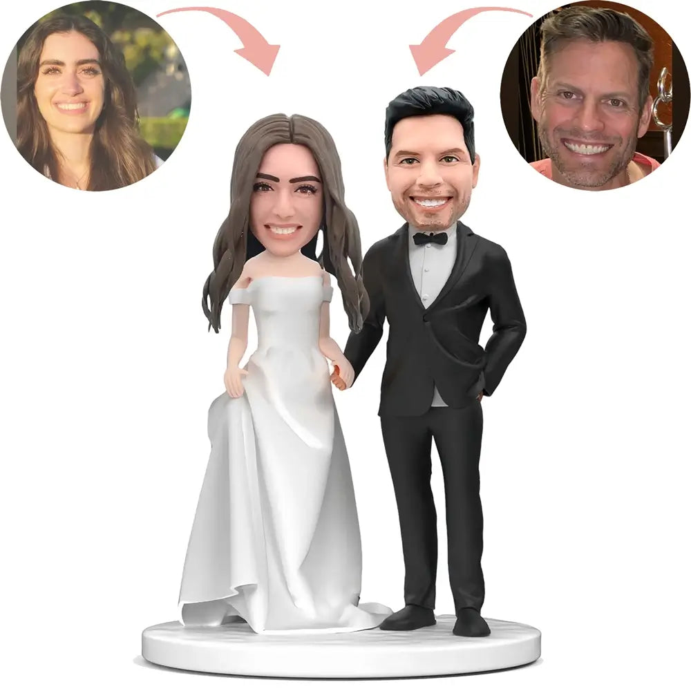 Custom Elegant Bride And Groom Bobblehead