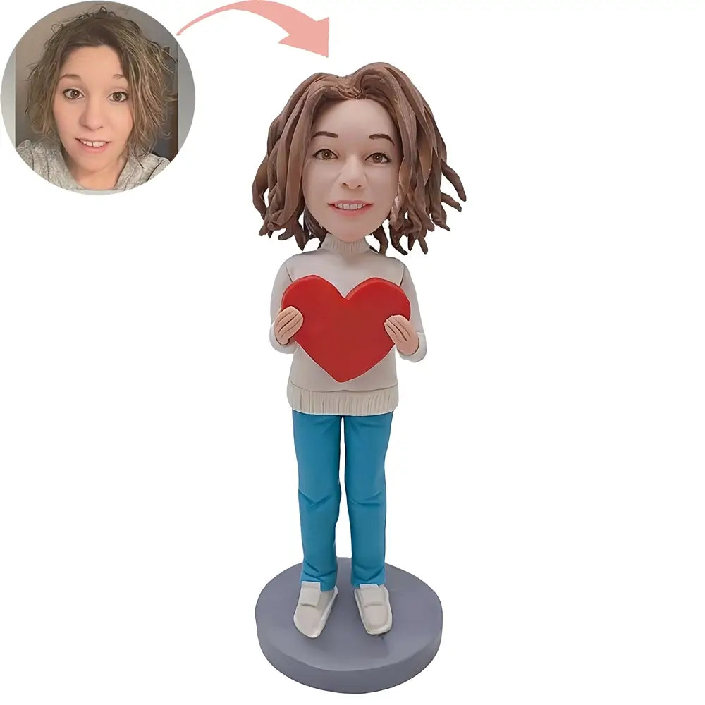 Custom Mom Bobblehead With A Loving Heart