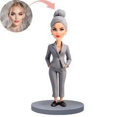 Custom Bobblehead Charm Grey Business