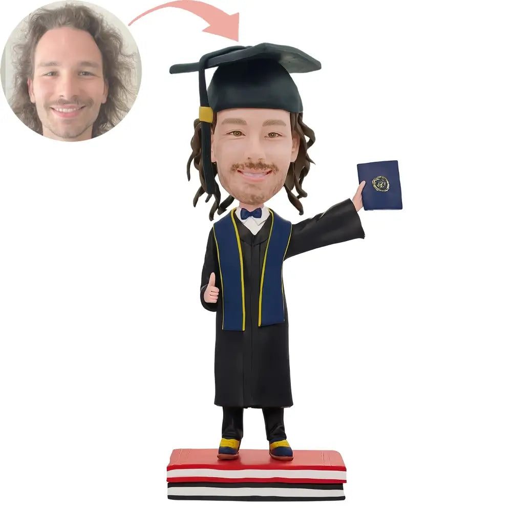 Custom Male Graduate Holding Diploma Bobblehead