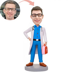 Custom Male Doctor Carrying A First Aid Kit Bobblehead