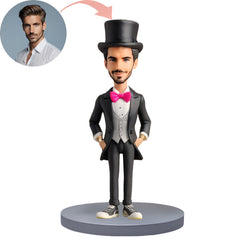 Custom Bobblehead Black Top Hat And Formal Dress