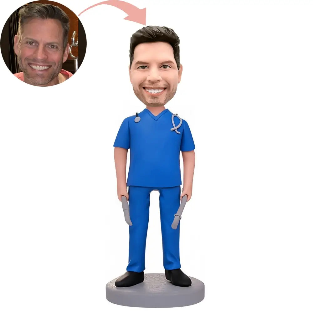 Custom Male Doctor Holding Tools Bobblehead