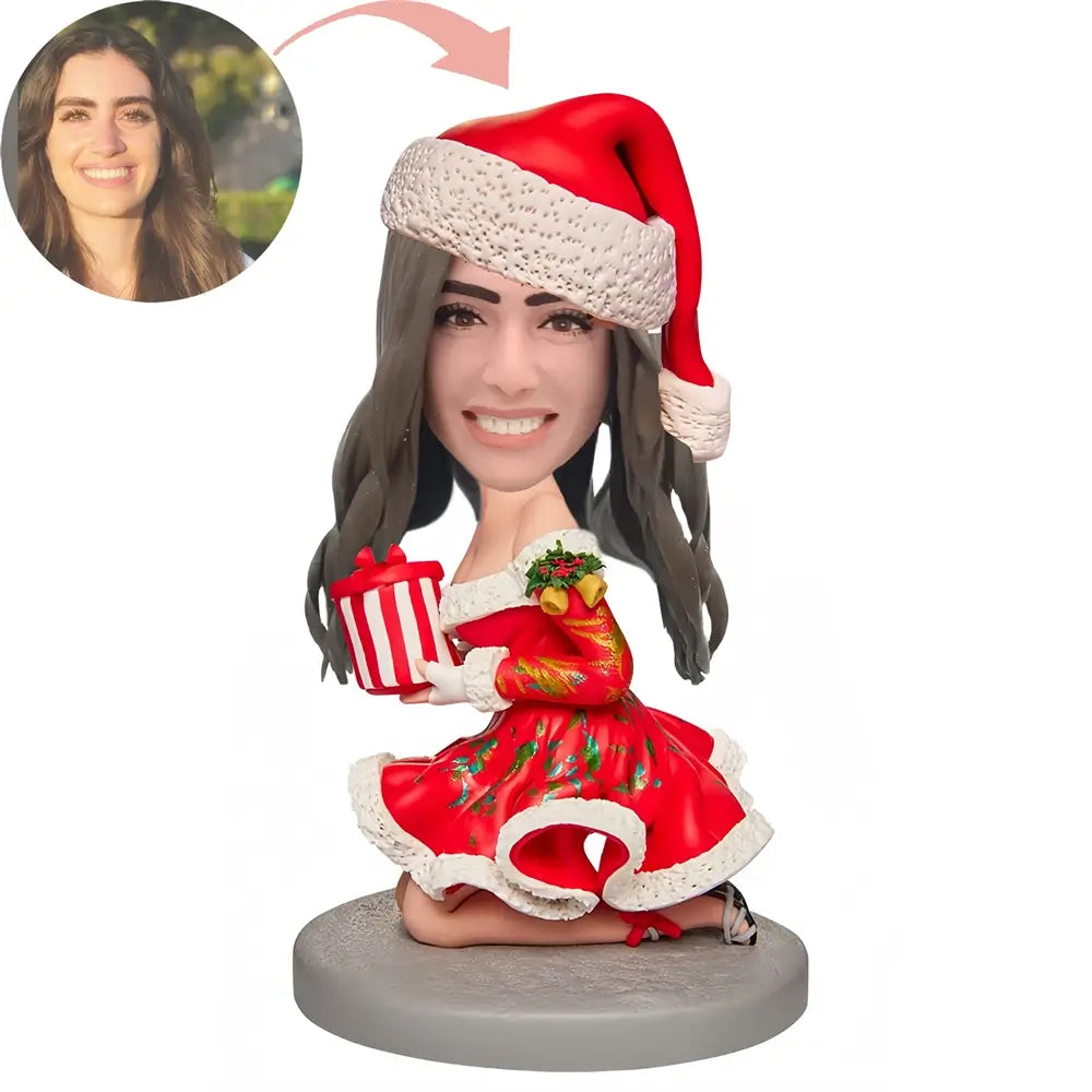 Christmas Gift Custom Sexy Girl With Gift Box Bobblehead