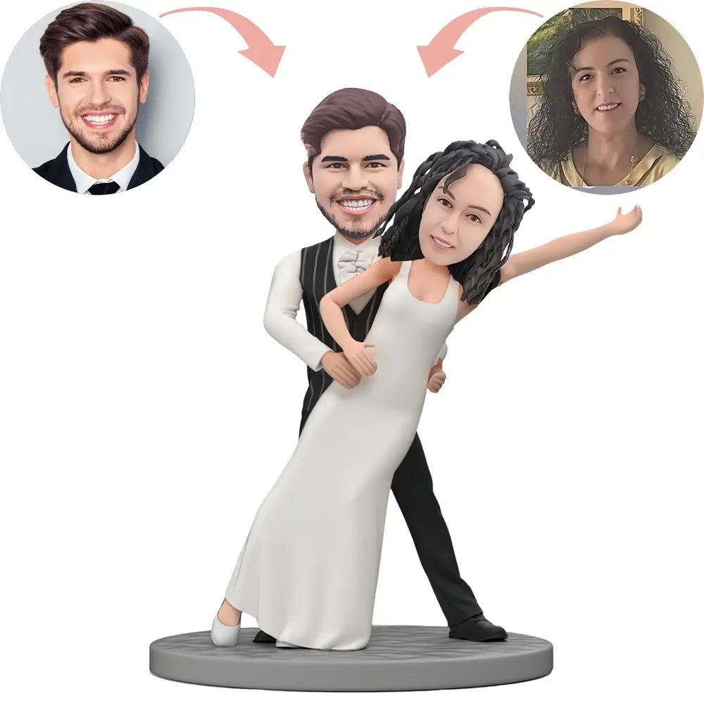 Custom Groom Holding Bride Dance Bobblehead