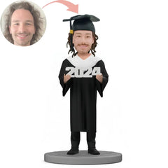 Custom Male Graduate Holding 2024 Bobblehead