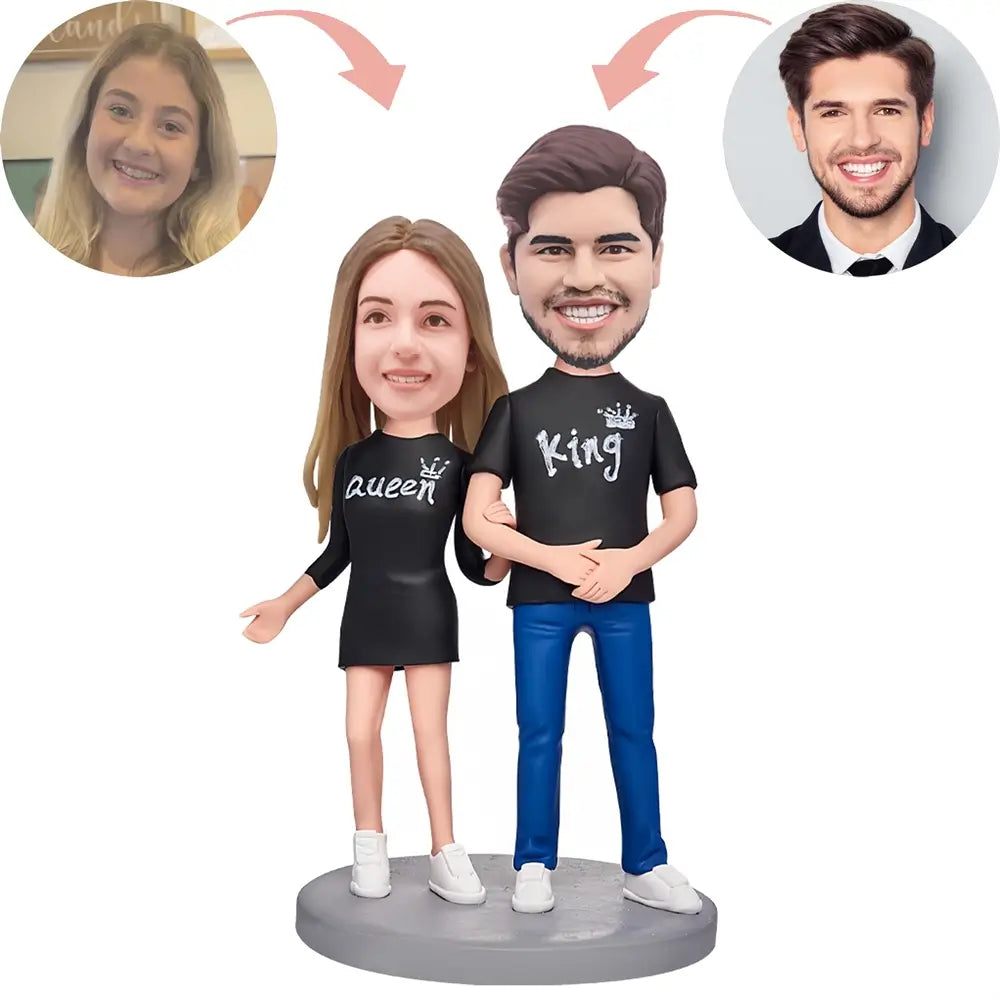 Custom Queen And King Couple Shirts Bobblehead