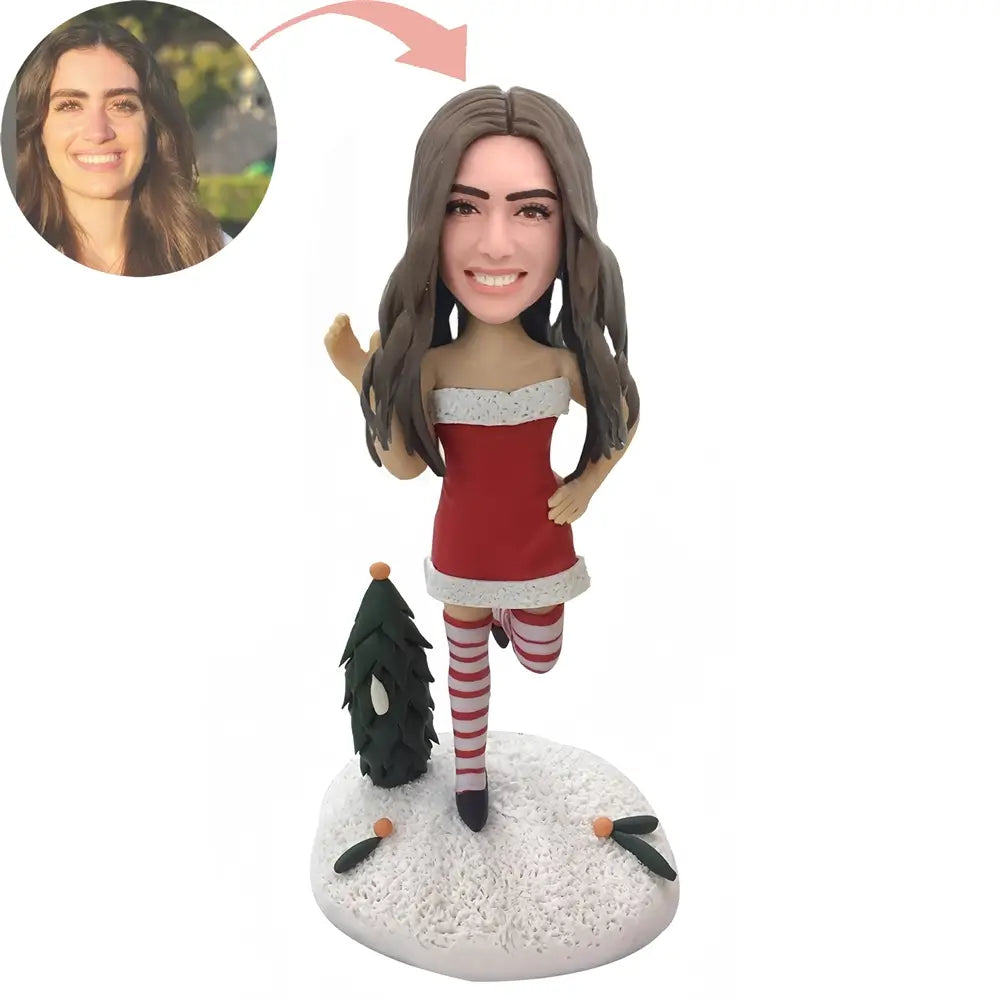 Christmas Gift Custom Sexy Christmas Woman Saying Hi Bobblehead