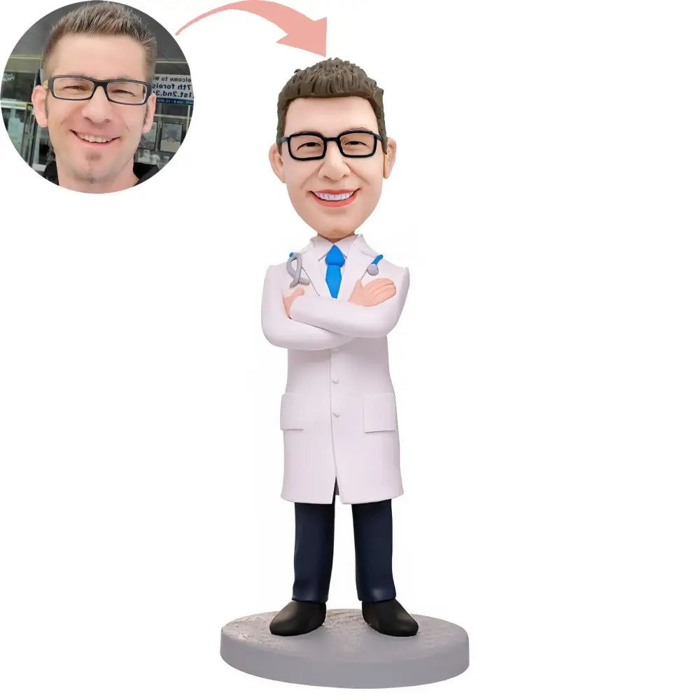 Custom Male Doctor With Arms Folded Bobblehead