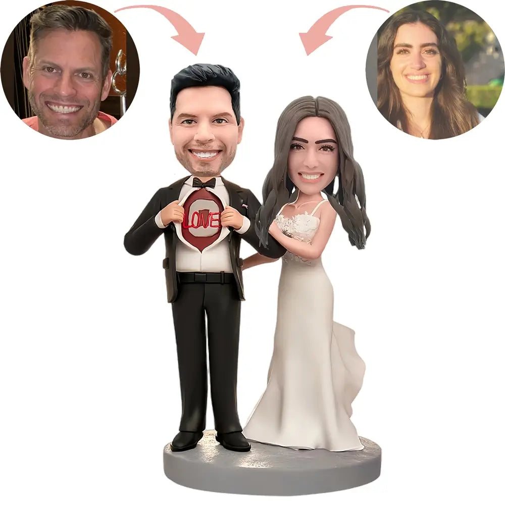 Custom Newlyweds' Clothes Write LOVE Bobblehead