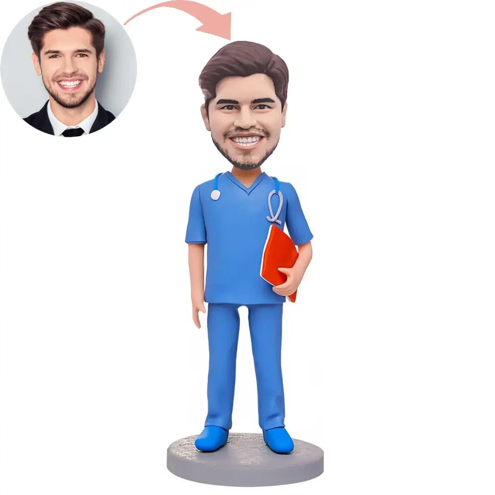 Custom Male Doctor And His Notebook Bobblehead