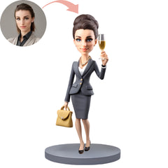 Custom Bobblehead Business Lady Holding A Handbag