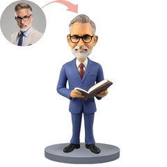 Custom Bobblehead Professor In Blue Suit