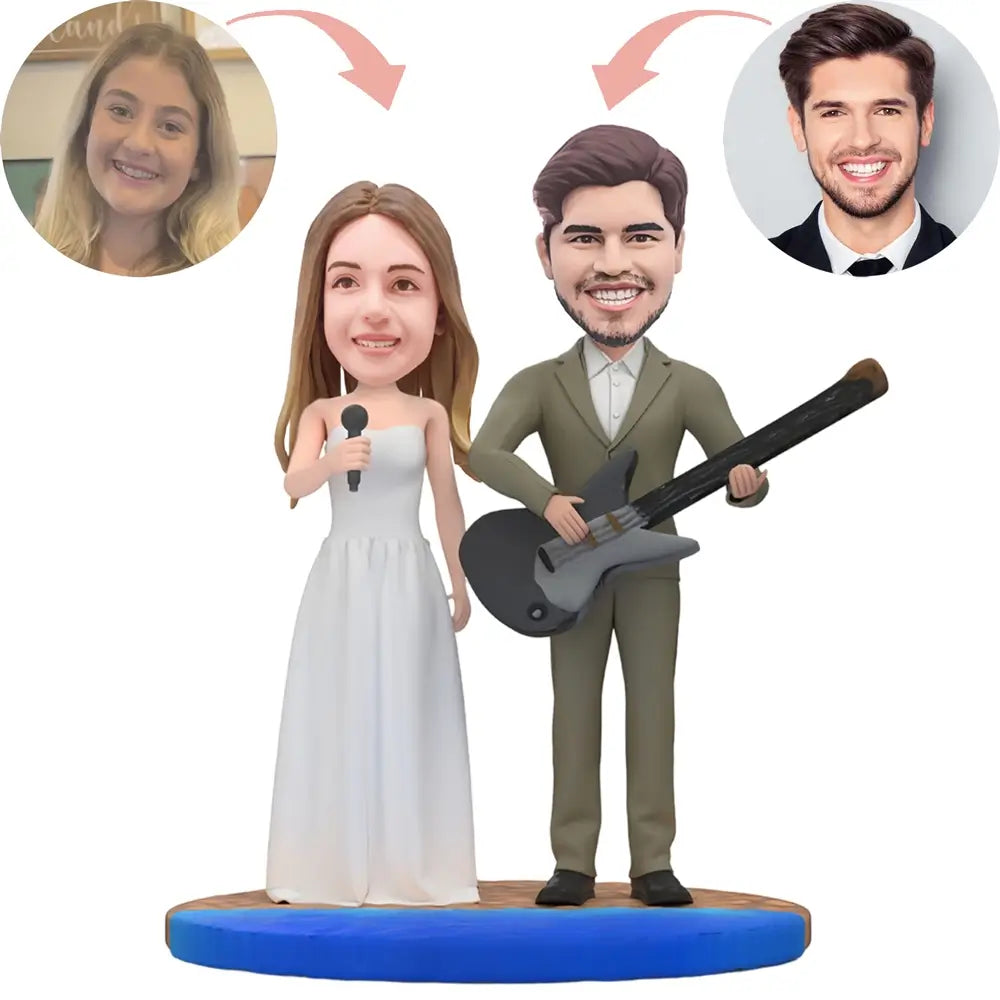 Custom Bride Sings&Groom Plays Guitar Bobblehead