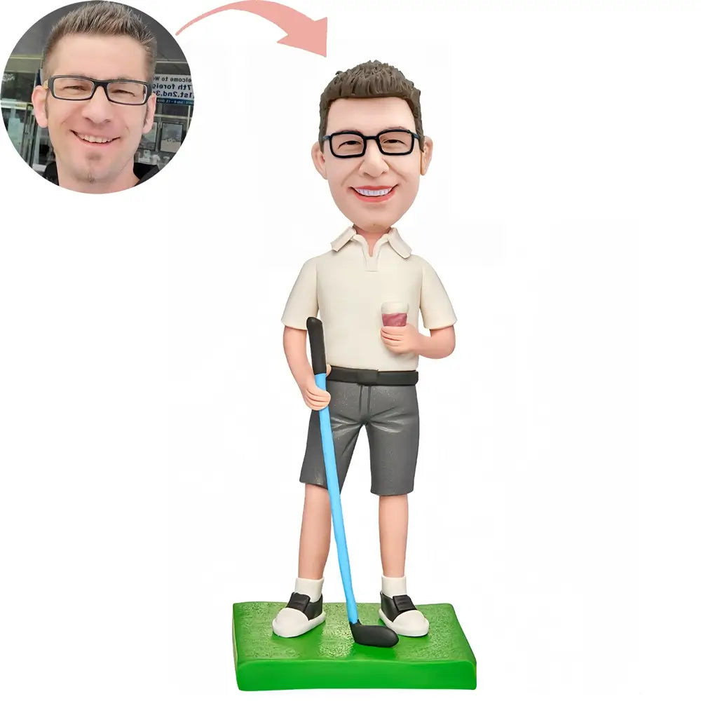 Custom Golfer With A Drink  Bobblehead