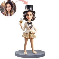 Custom Bobblehead A Beautiful Lady Holding A Glass Of Wine