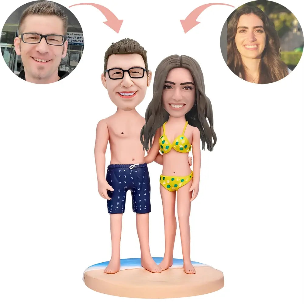 Custom Couple In Swimsuits Bobblehead