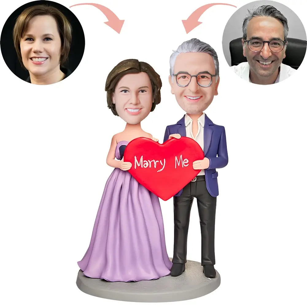 Custom Big Heart With "Marry Me" Bobblehead