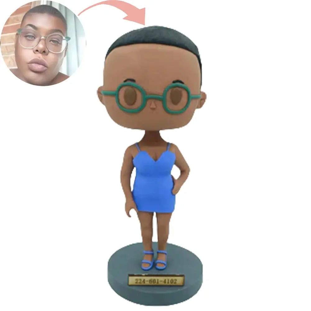 Custom Female Wear Glasses Figures Bobblehead