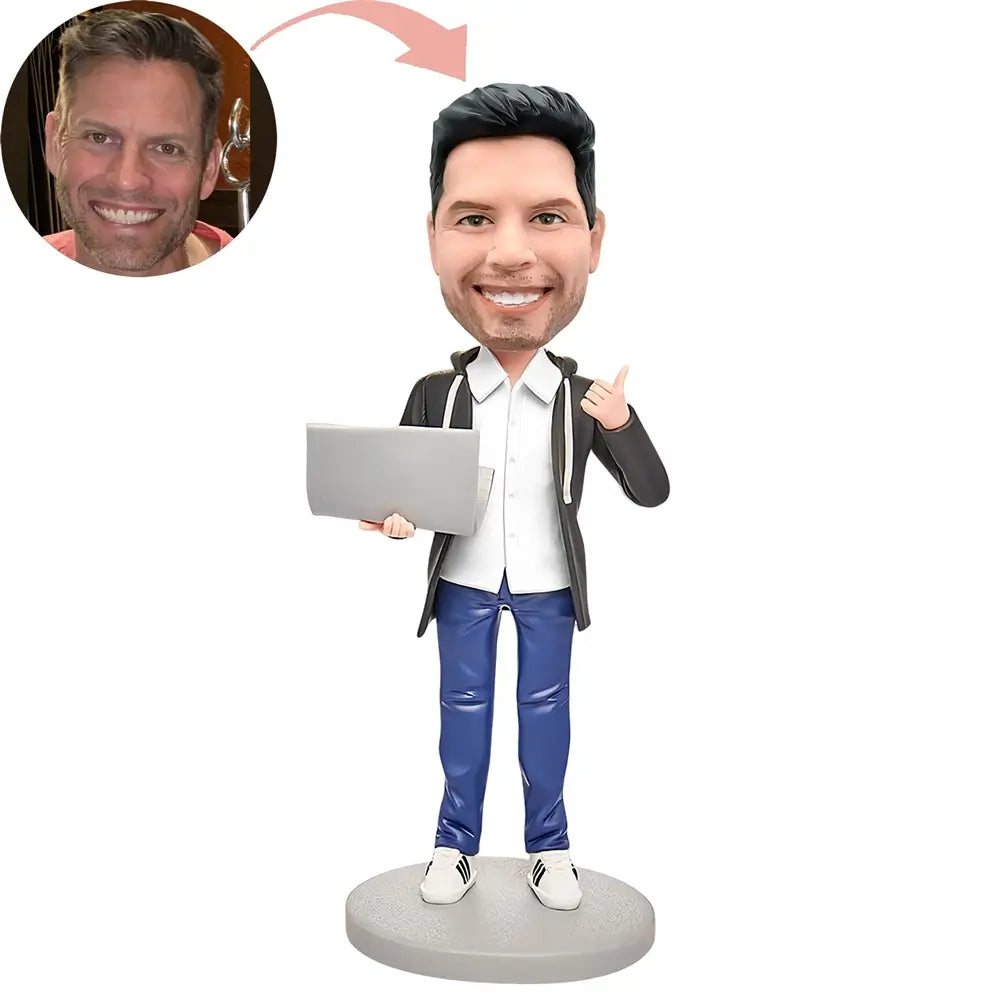 Custom Business Elites hoding Computers Bobblehead