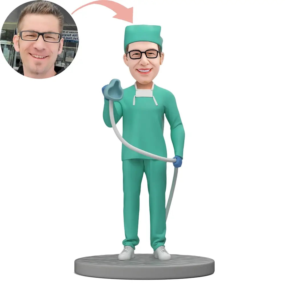 Custom Anesthetist Holding A Face Mask Bobblehead