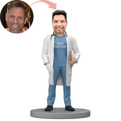 Custom Best Doctor Wear Light Blue Overalls Bobblehead