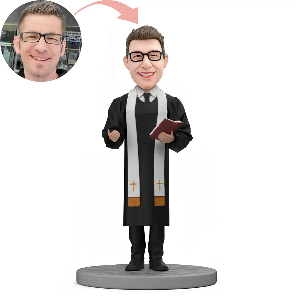 Custom Wedding Priest Holding A Bible Bobblehead