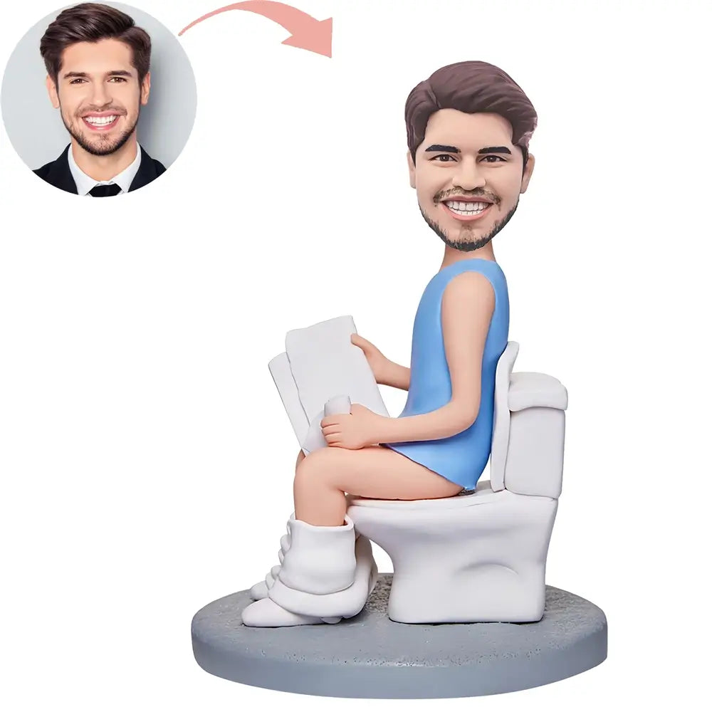 Custom Funny Man Squat Toilet Bobblehead