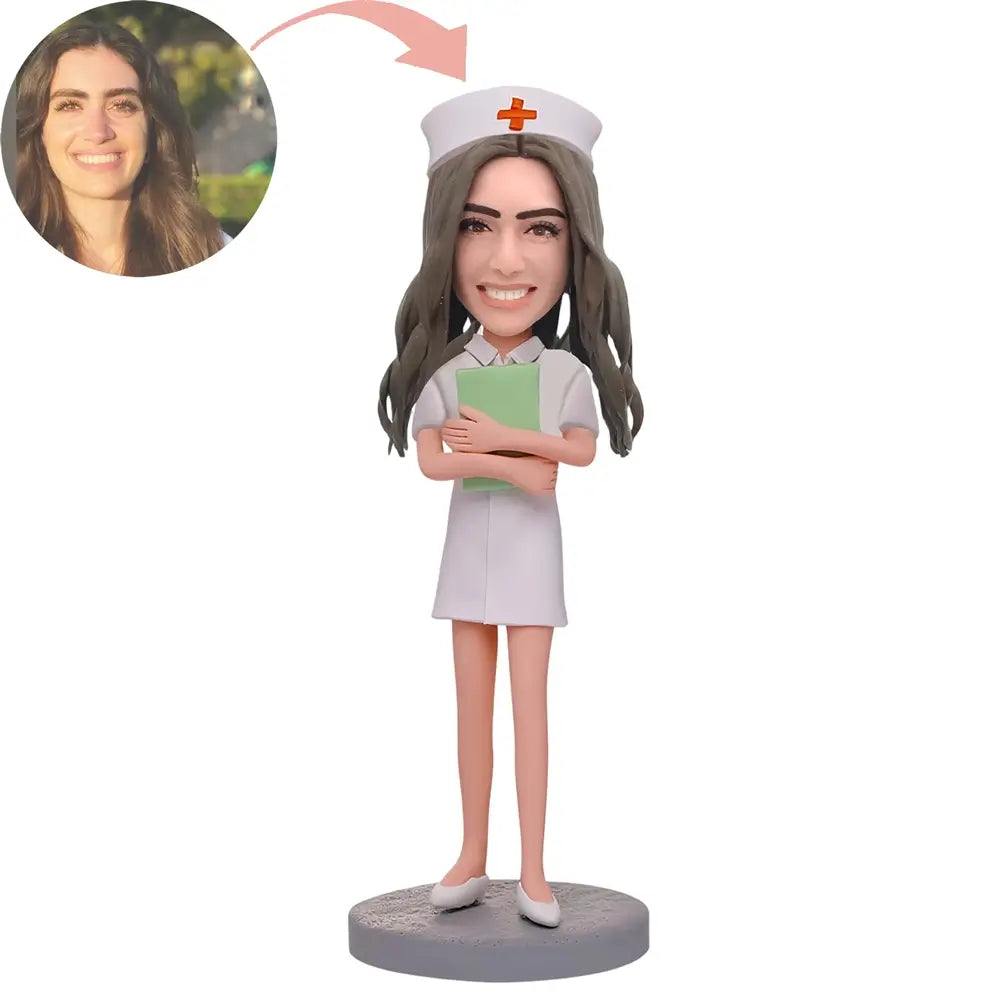 Custom Female Nurse And Notebook Bobblehead