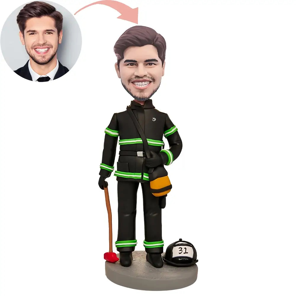 Custom Firefighter With Hammer In Hand Bobblehead