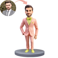 Custom Bobblehead Pink Suit And Yellow Tie