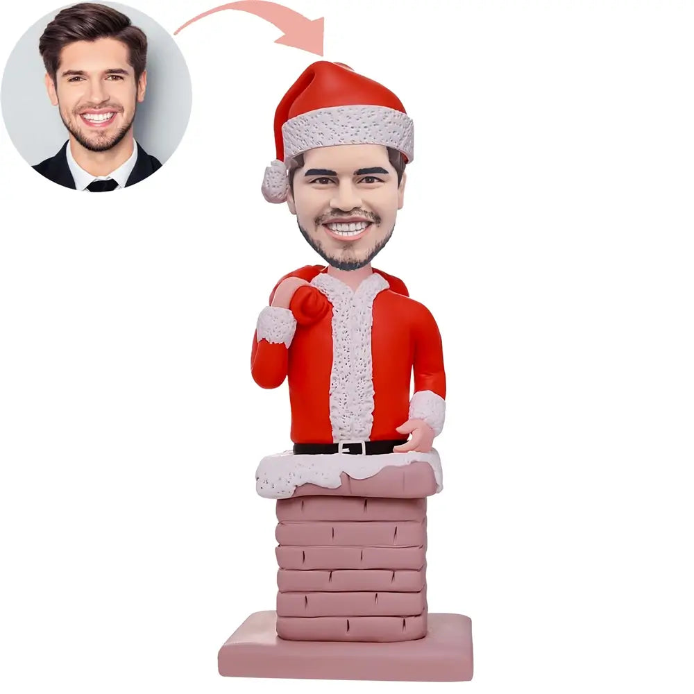 Christmas Gift Custom Santa In The Chimney Bobblehead