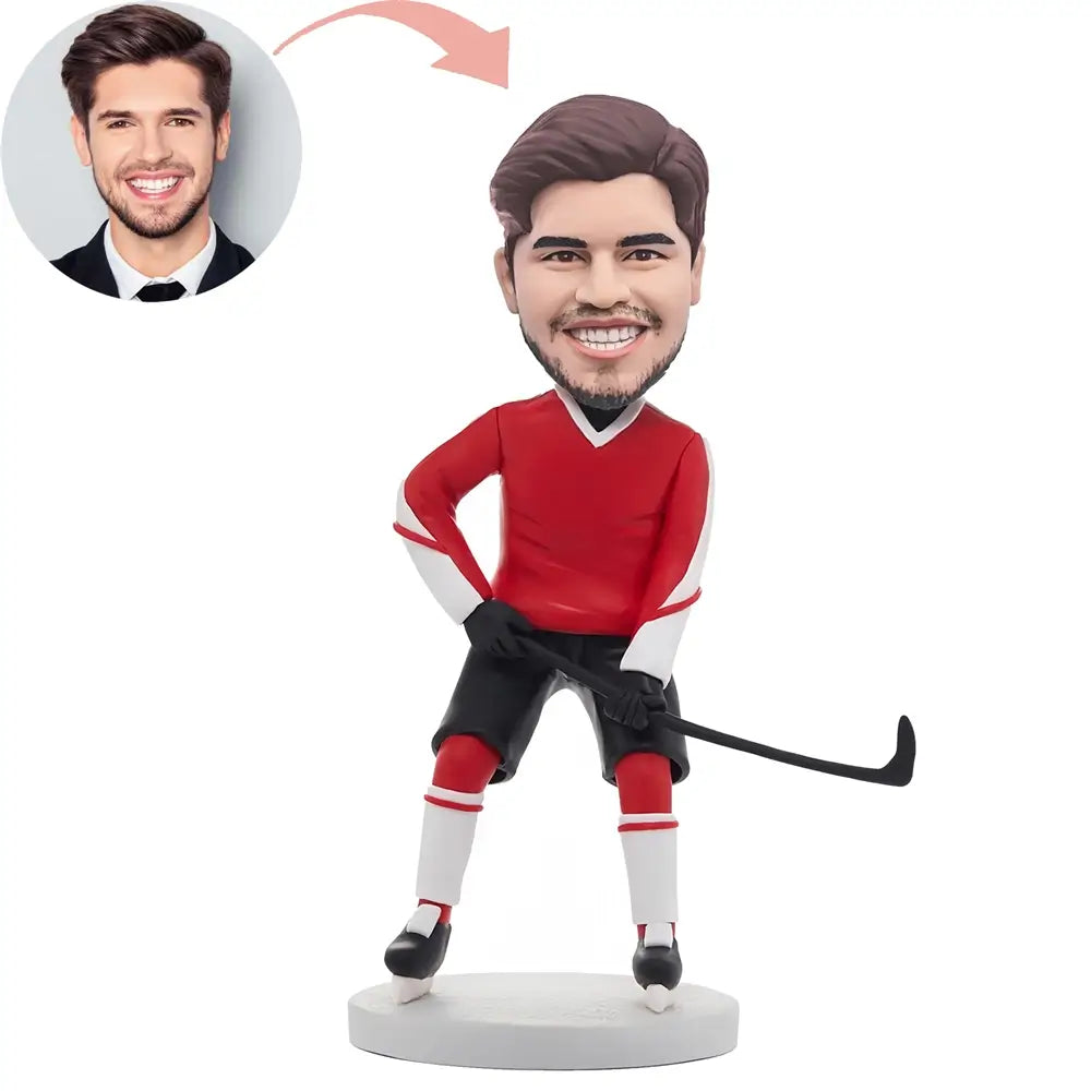 Custom Hockey Players In Red Bobblehead