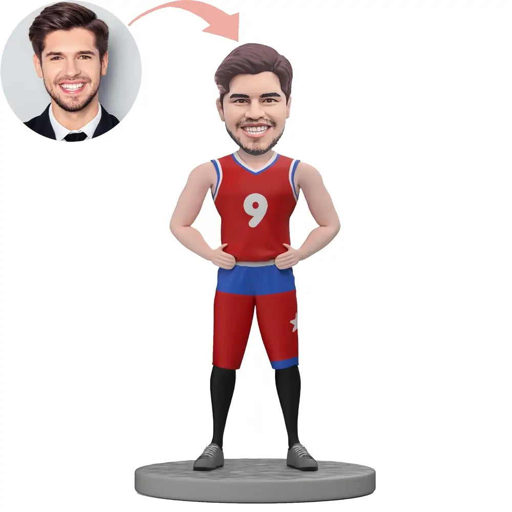 Custom Basketball Player In Red Jersey Bobblehead