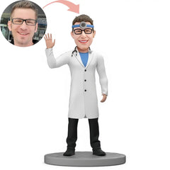 Custom Male Otolaryngology Doctor with Lamp Bobblehead