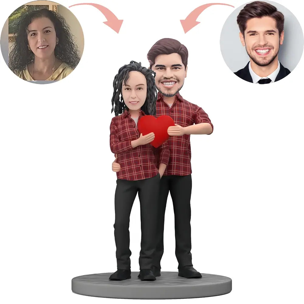 Custom Plaid Shirt Couple Bobblehead