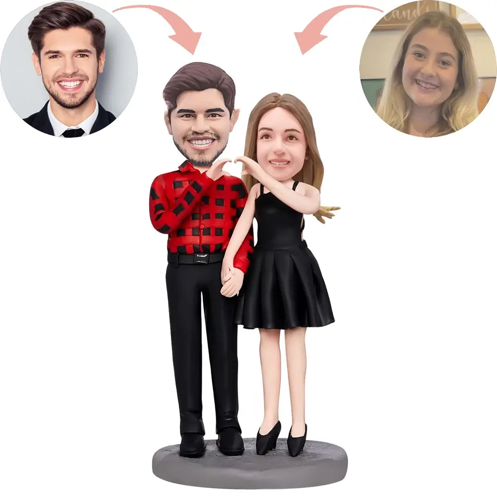 Custom Morden Couple Hands in Heart Pose Bobblehead