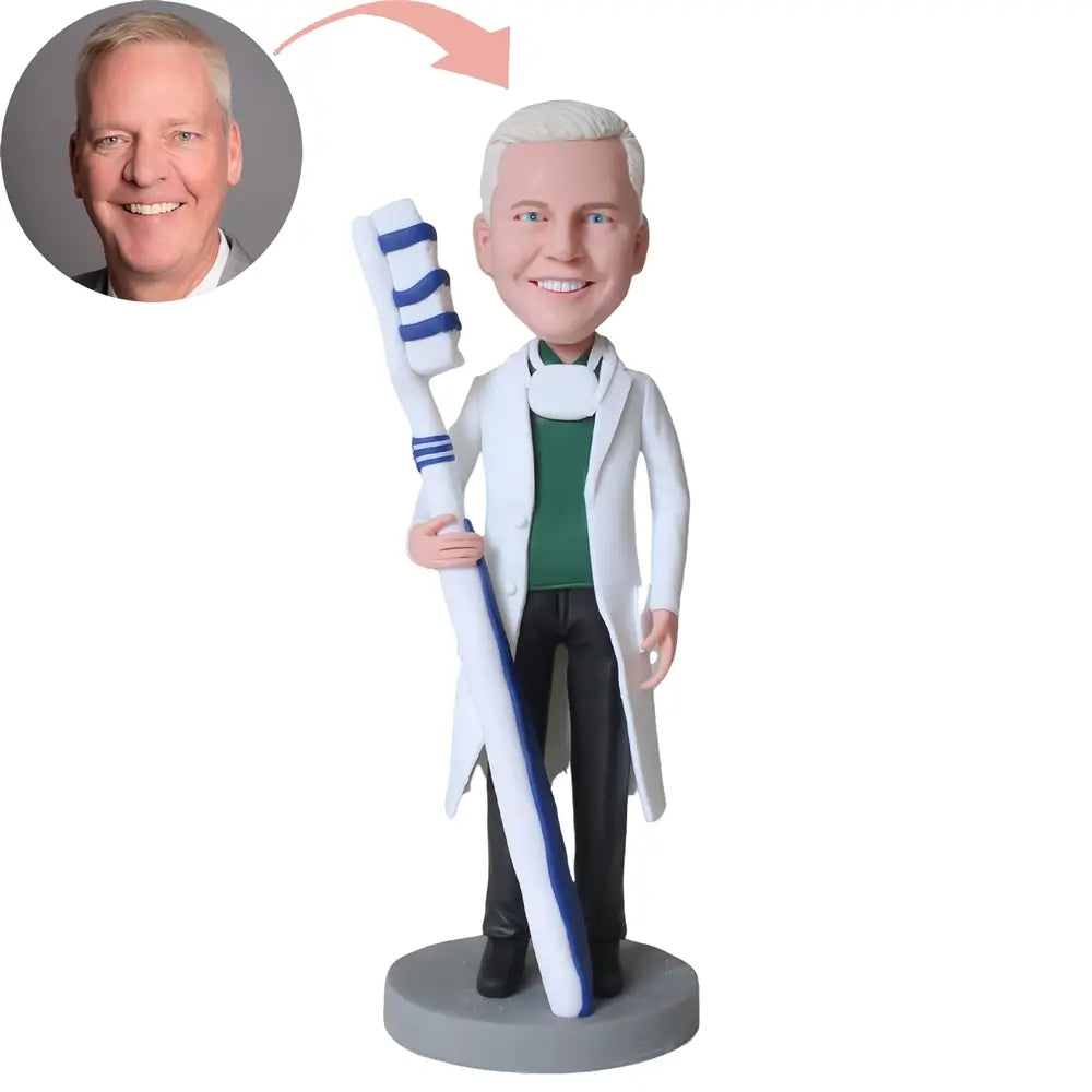 Custom Dentist With Toothbrush Bobblehead