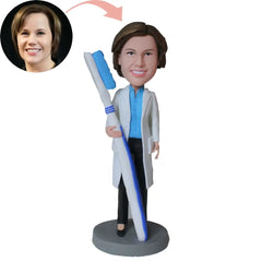 Custom Dentist With Toothbrush Bobblehead