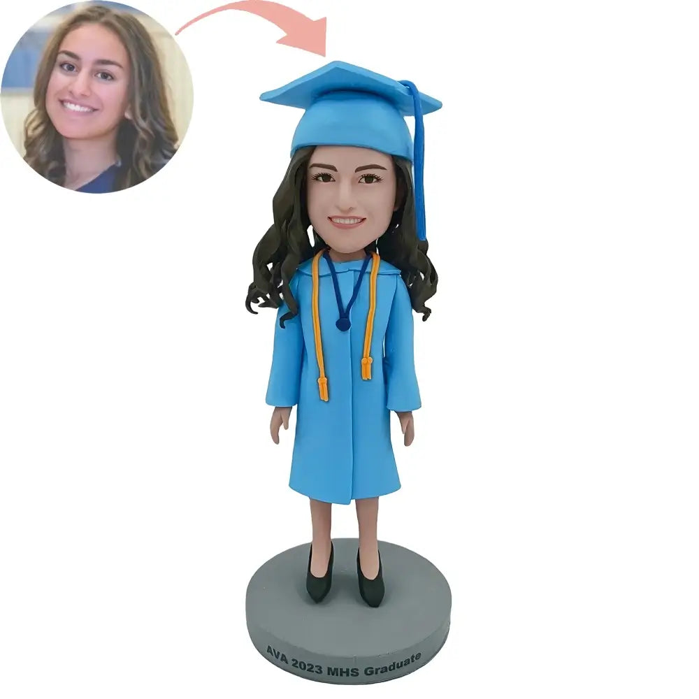 Custom Blue Graduation Costume Bobblehead