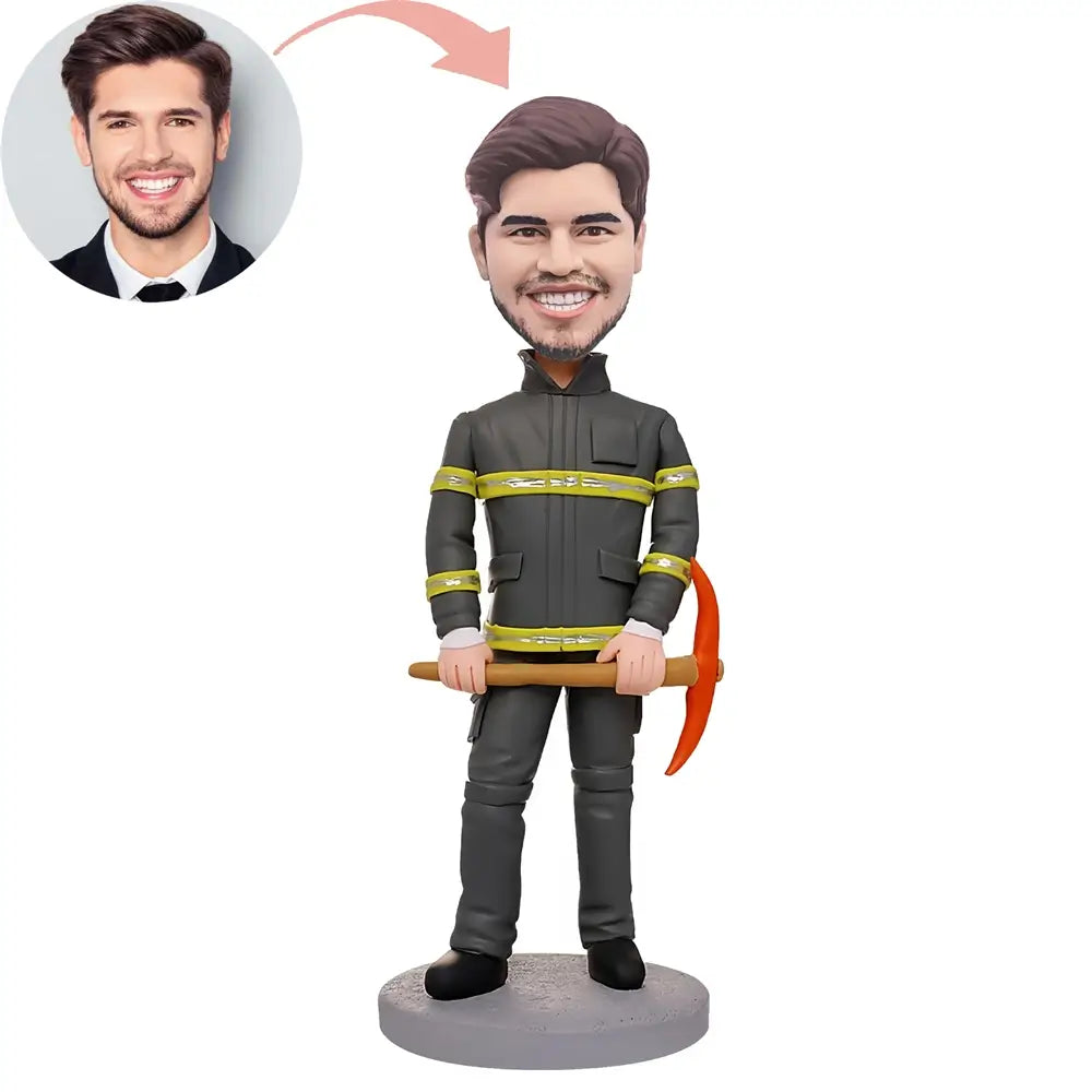 Custom Firefighter With Prop In Hand Bobblehead