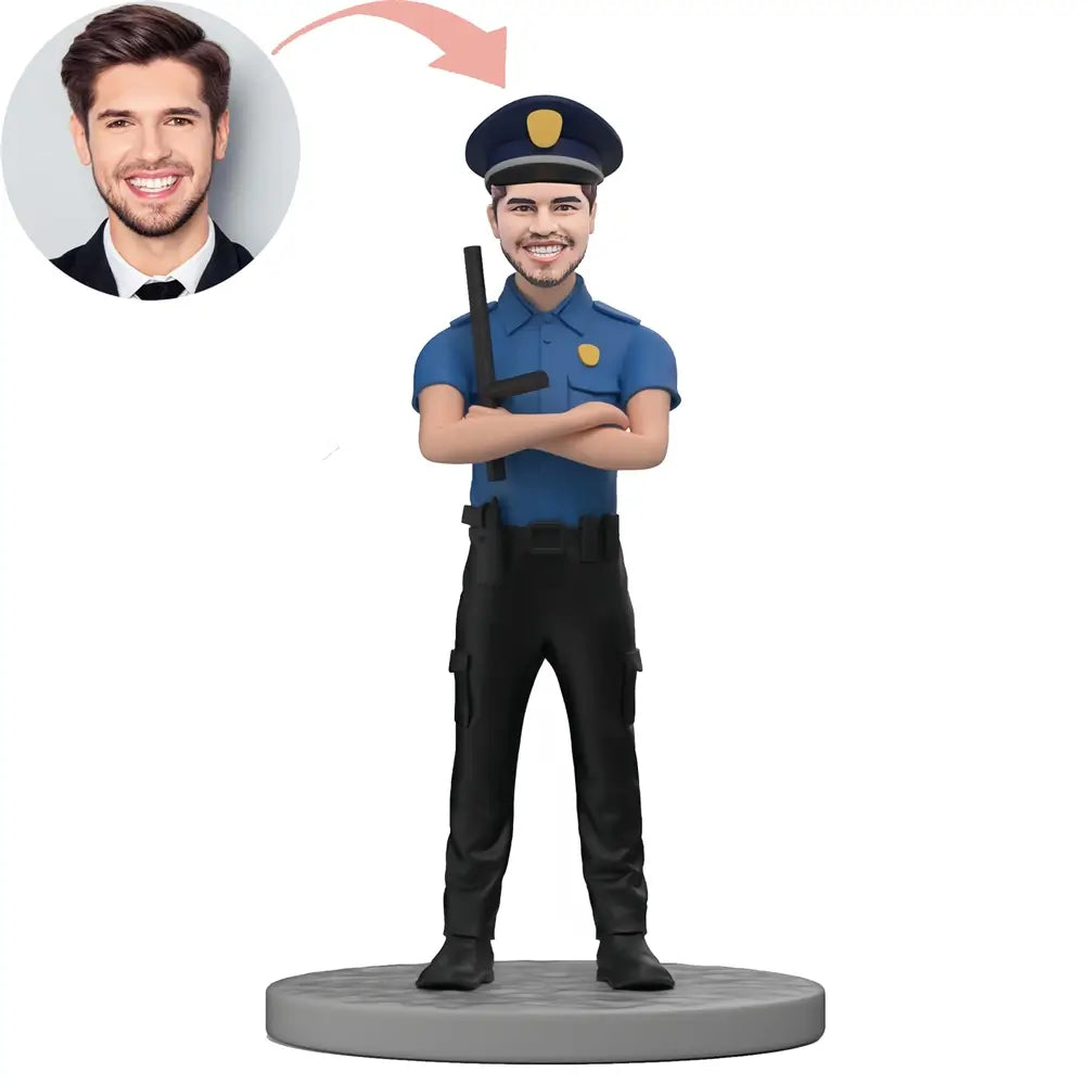 Custom Police With Baton Bobblehead