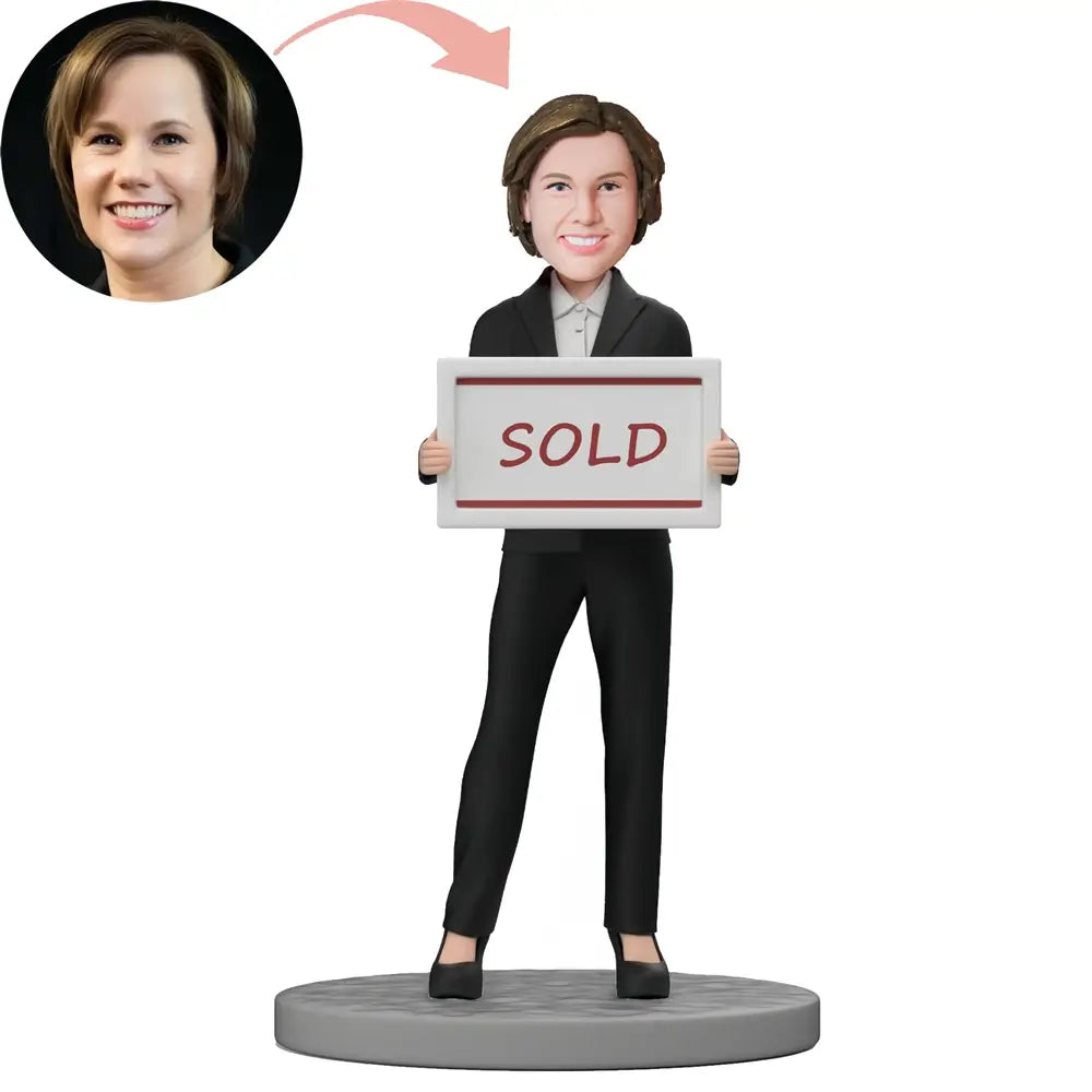 Custom Handheld Sign Realtor Bobblehead