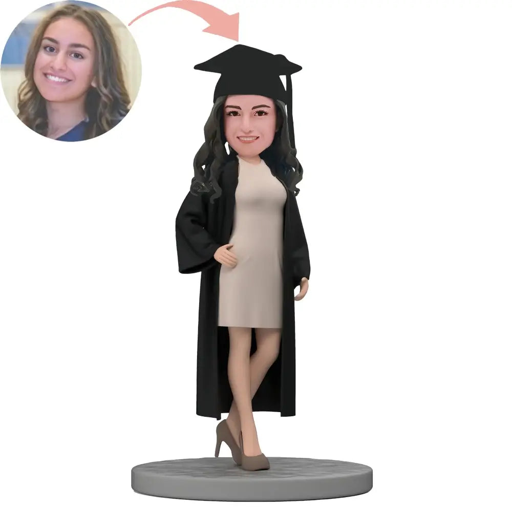 Custom Confident Female Graduate Bobblehead