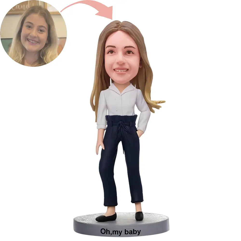 Custom Confident And Calm Female Elite Bobblehead