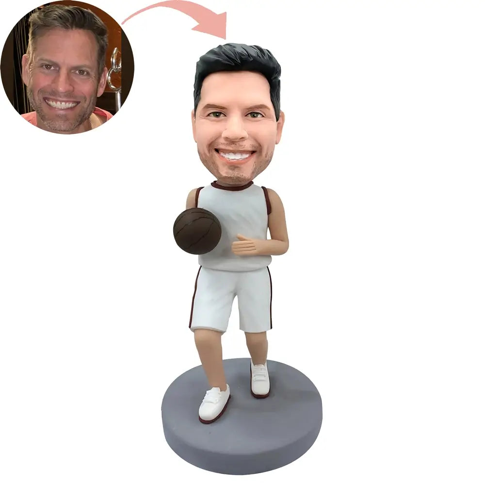 Custom Basketball Player In White Jersey Bobblehead