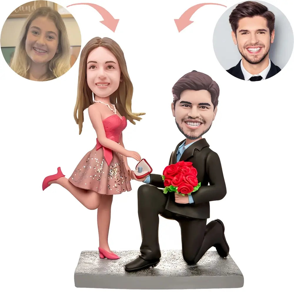 Custom Couples Proposing Bobblehead