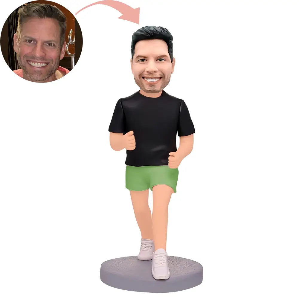 Custom Male Athlete Running Leisurely Bobblehead