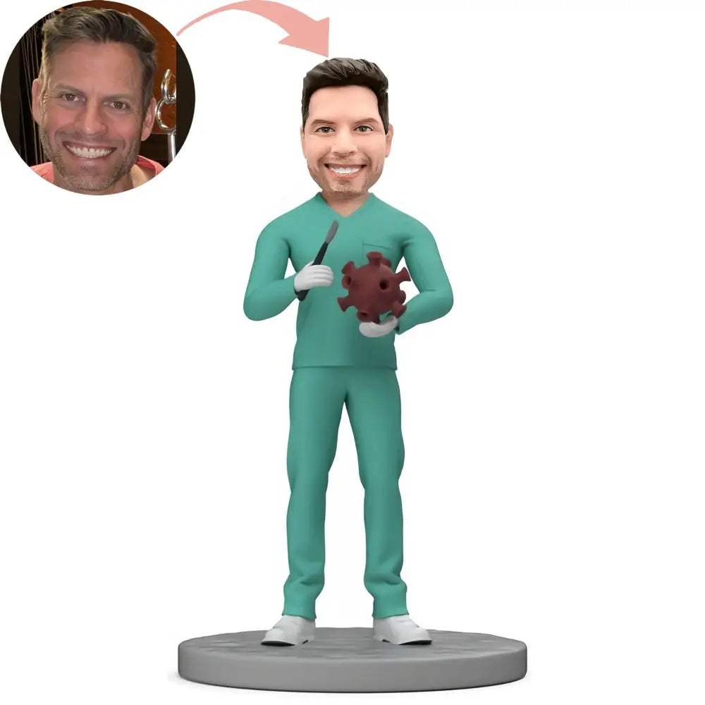 Custom Male Doctor Hold Bacteria Bobblehead